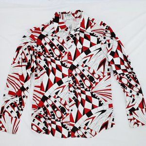 MOSCHINO Dress Shirt Art Deco Print New With Tag Flaws Size Large